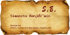 Simonits Benjámin névjegykártya