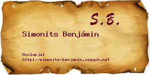 Simonits Benjámin névjegykártya